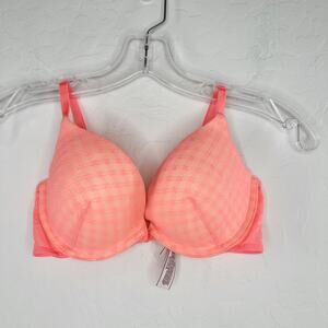 Victoria's Secret Plunge Push Up Underwire Bra in Coral 32D NWT Festival Chic